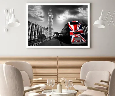 Big Ben with City Bus Covered Flag of England, London, UK Home Decor Premium Quality Poster Print Choose Your Sizes
