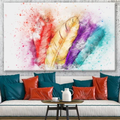 Colourful Feathers Painting Design Print 100% Australian Made