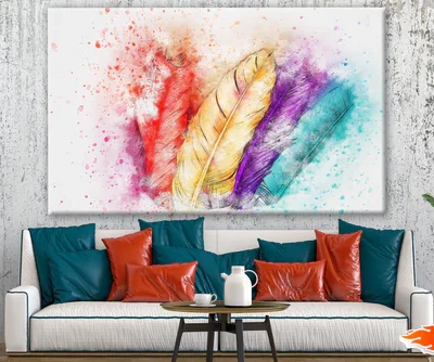 Colourful Feathers Painting Design Print 100% Australian Made