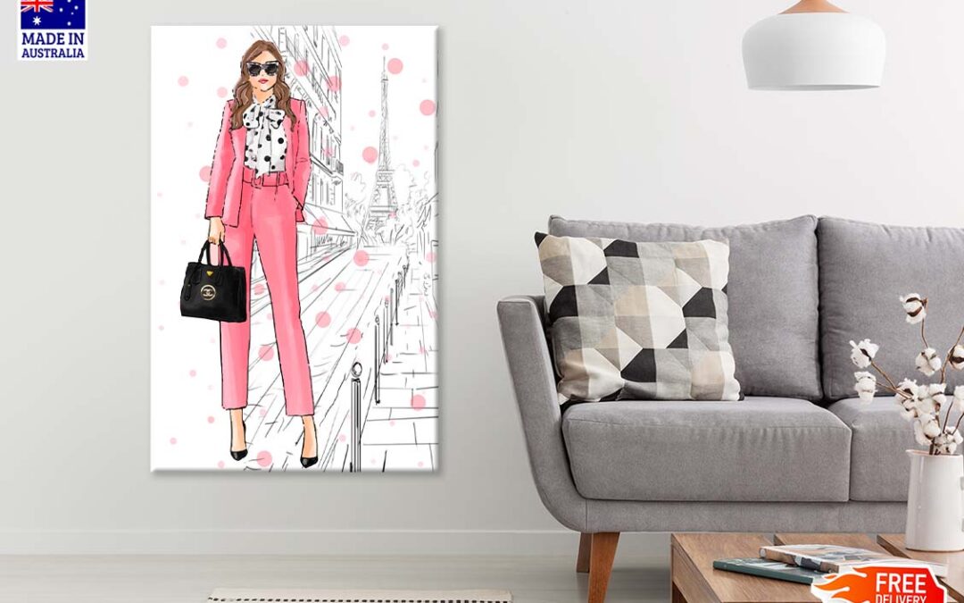 Stylish Boss Lady with Her Luxury Handbag Print 100% Australian Made