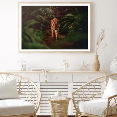 Tiger Prowling Through Dense Jungle Foliage Home Decor Premium Quality Poster Print Choose Your Sizes