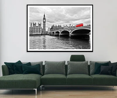 Red Bus on Westminster Bridge by The Houses of Parliament Home Decor Premium Quality Poster Print Choose Your Sizes