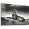 Lioness on Sand B&W Print Tempered Glass Wall Art 100% Made in Austra - Image 4