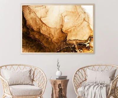 Brown & Golden Splash Abstract Design Home Decor Premium Quality Poster Print Choose Your Sizes
