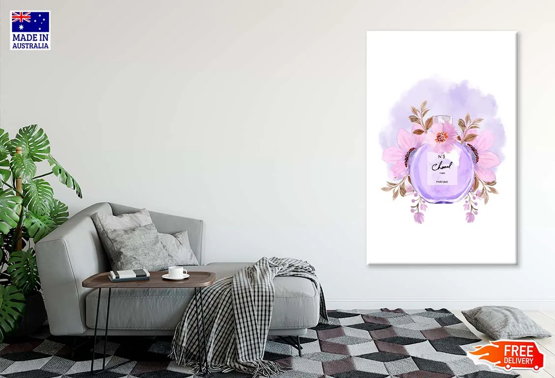 Purple Perfume with Light Pink Flowers Print 100% Australian Made