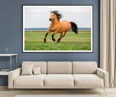 Horse Running in A Field with A Sky Background Home Decor Premium Quality Poster Print Choose Your Sizes