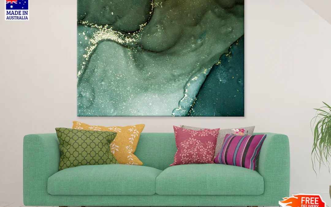 Green & White Abstract Design Print 100% Australian Made