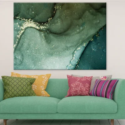Green & White Abstract Design Print 100% Australian Made