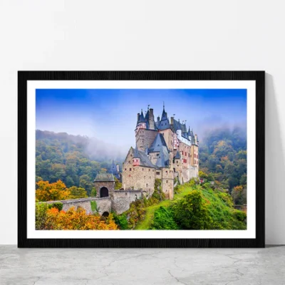 Medieval Castle On The Hills Glass Framed Wall Art, Ready to Hang Quality Print