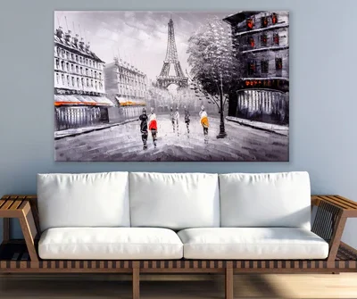 Paris Street View Eiffel Tower Painting Print 100% Australian Made