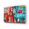 Red Blue Abstract Print Tempered Glass Wall Art 100% Made in Australia Ready to Hang - Image 3