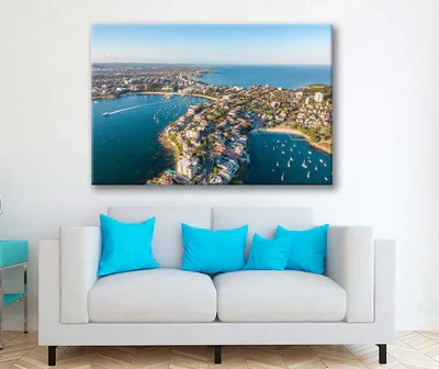 Bella Home Aerial Drone Evening View of Manly Print Canvas Ready to hang