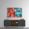 Red Blue Abstract Print Tempered Glass Wall Art 100% Made in Australia Ready to Hang - Image 2