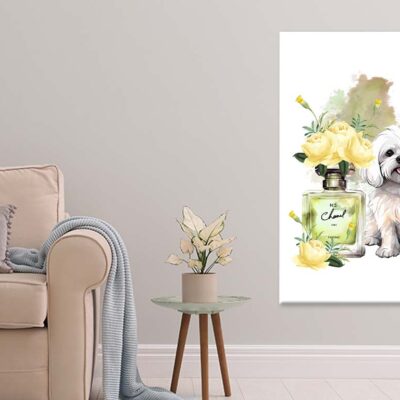 Yellow Perfume with Maltese Dog Print 100% Australian Made