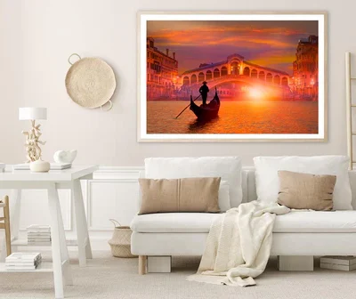 Gondola In Venice at Sunset Home Decor Premium Quality Poster Print Choose Your Sizes