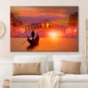 Gondola In Venice at Sunset Sky View Wall Art Decor 100% Australian Made - Image 2