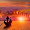 Gondola In Venice at Sunset Sky View Wall Art Decor 100% Australian Made - Image 3
