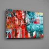 Red Blue Abstract Print Tempered Glass Wall Art 100% Made in Australia Ready to Hang