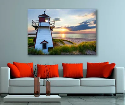Bella Home Sunset At Covehead Harbour Lighthouse Print Canvas Ready to hang