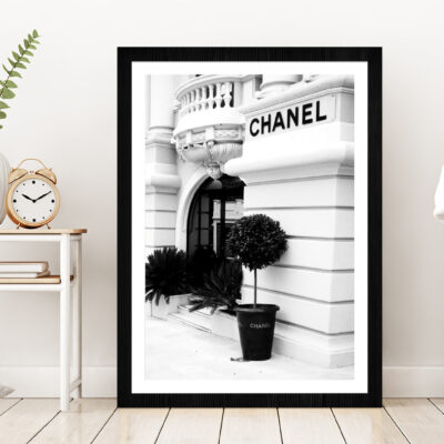 Fashion Building B&W Photograph Glass Framed Wall Art, Ready to Hang Quality Print