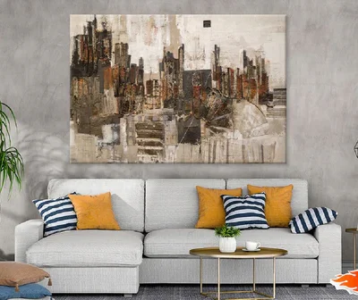 Gray Brown & White Abstract Design Print 100% Australian Made