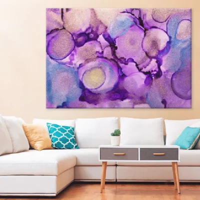 Blue & Purple Gold Ink Abstract Design Print 100% Australian Made