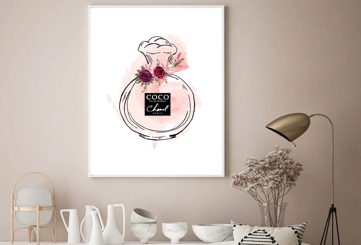 Peach Colored Luxury Perfume Bottle Design Home Decor Premium Quality Poster Print Choose Your Sizes - Image 2