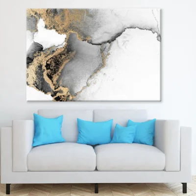 Black & Gold Liquid Line Abstract Design Print 100% Australian Made