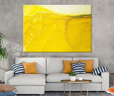 Yellow & Gold Fluid Abstract Design Print 100% Australian Made