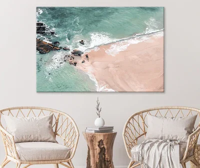 Beach Top View With Rocks Stunning Design Print 100% Australian Made