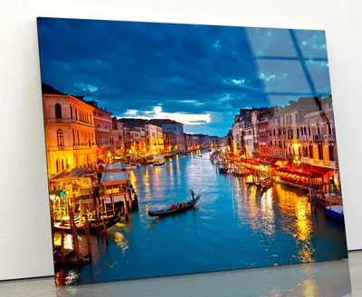 Grand Canal at Night, Venice Acrylic Glass Print Tempered Glass Wall Art 100% Made in Australia Ready to Hang