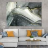Grey Black & Gold Lines Abstract Design Print 100% Australian Made