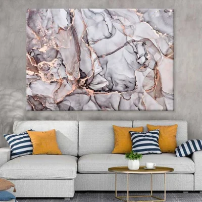 Silver & Pink Brown Line Abstract Design Print 100% Australian Made