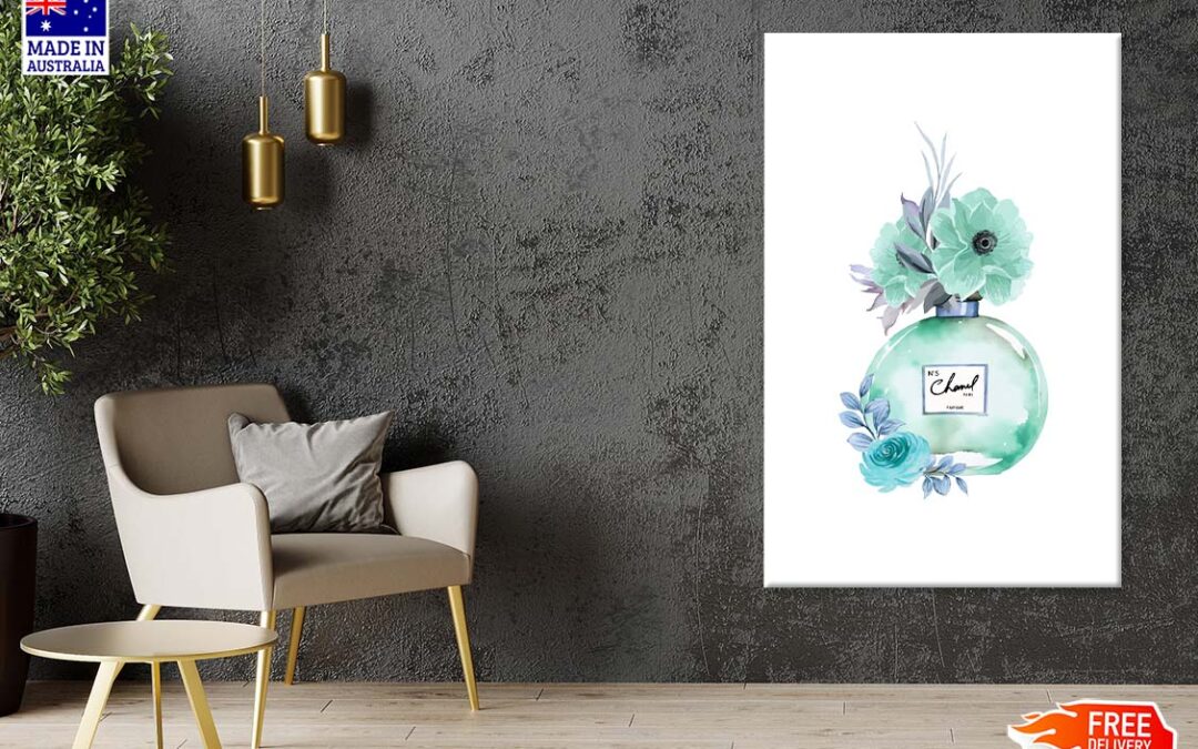 Light Green Blue Perfume Print 100% Australian Made
