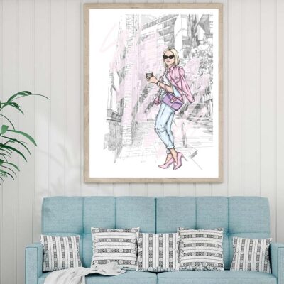 Pink Girl With Fashion Store Design Home Decor Premium Quality Poster Print Choose Your Sizes
