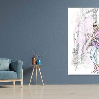 Pink Girl With Fashion Store Print 100% Australian Made