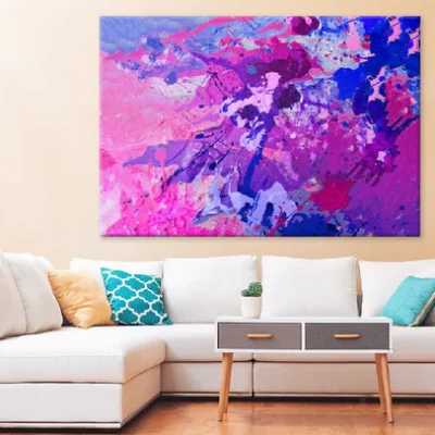 Purple Pink & Blue Paint Abstract Design Print 100% Australian Made