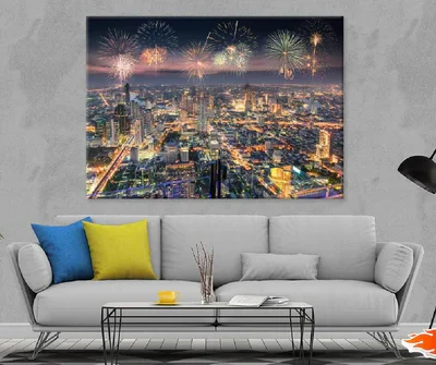 Fireworks Bangkok City New Year Photograph Print 100% Australian Made