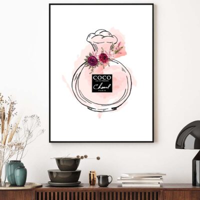 Peach Colored Luxury Perfume Bottle Design Home Decor Premium Quality Poster Print Choose Your Sizes