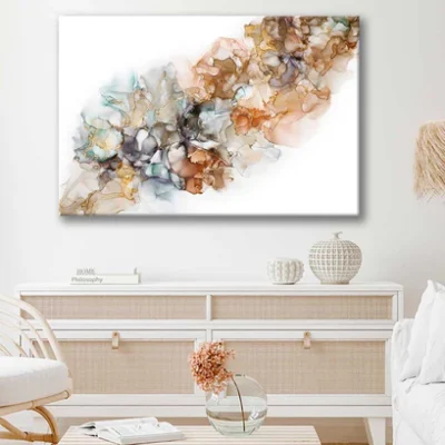 Bella Home Colorful Brown Abstract Print Canvas Ready to hang