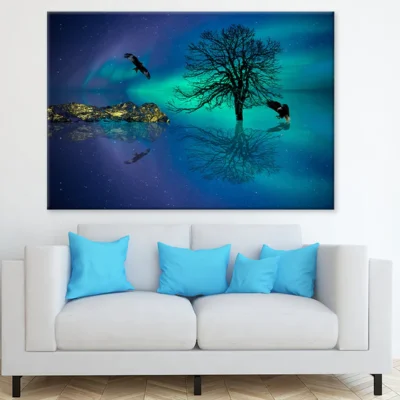 Egals & Tree On Lake Digital Art Design Print 100% Australian Made