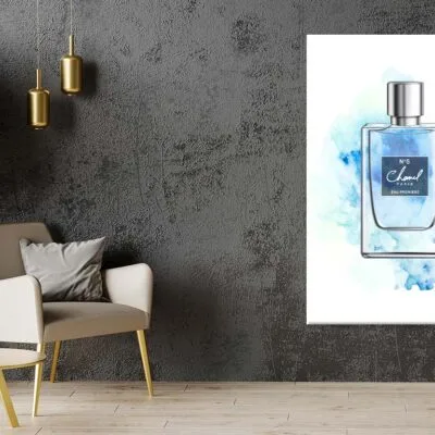 Blue Shaded Fashion Perfume Bottle Print 100% Australian Made