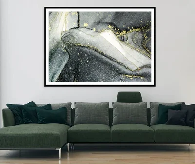 Grey Black & Gold Lines Abstract Design Home Decor Premium Quality Poster Print Choose Your Sizes