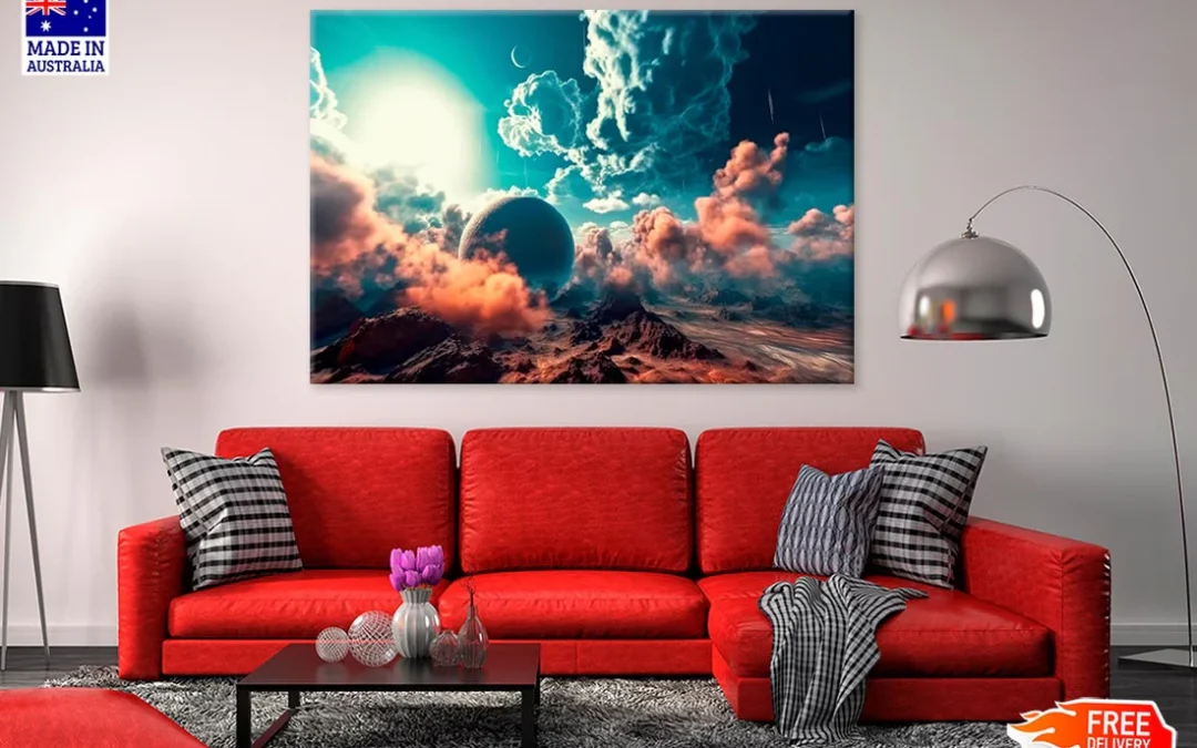 Alien Planet Mountain & Lake Print 100% Australian Made