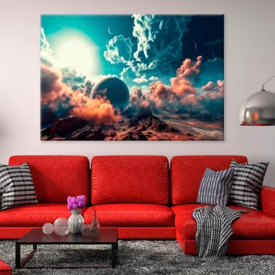 Alien Planet Mountain & Lake Print 100% Australian Made