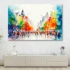Jazzy, Lively, Colorful Water Color Painting of a Downtown City Wall Art Decor 100% Australian Made