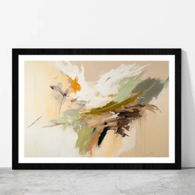 Abstract Brush Stroke Texture Glass Framed Wall Art, Ready to Hang Quality Print