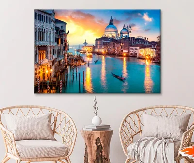 Canal With Boats and Buildings in The Background Wall Art Decor 100% Australian Made