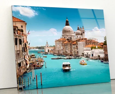 Grand Canal and Basilica Santa Maria Della Salute, Venice, Italy Acrylic Glass Print Tempered Glass Wall Art 100% Made in Australia Ready to Hang