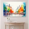 Jazzy, Lively, Colorful Water Color Painting of a Downtown City Wall Art Decor 100% Australian Made - Image 2